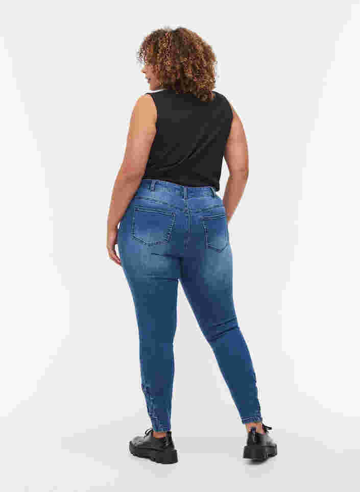 Super slim Amy jeans med sløjfe, Dark blue, Model image number 1