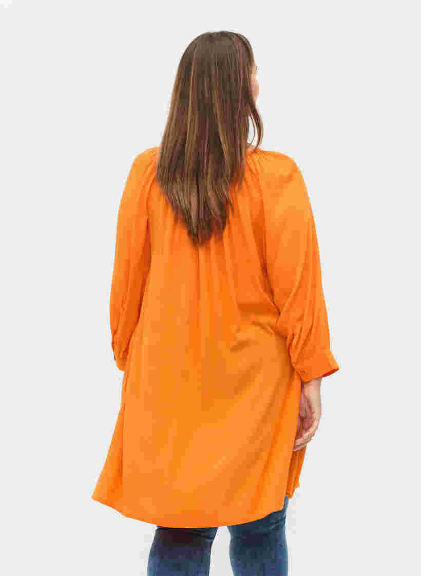 Viskose tunika med 3/4 ærmer, Orange Peel, Model image number 1