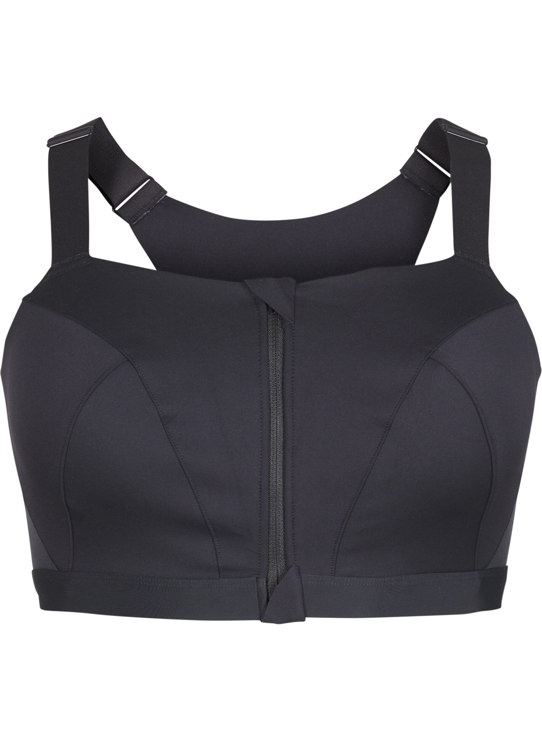 ZizziSportsbh med frontlukning og h&oslash;j st&oslash;tte, Sort, Packshot image number 0