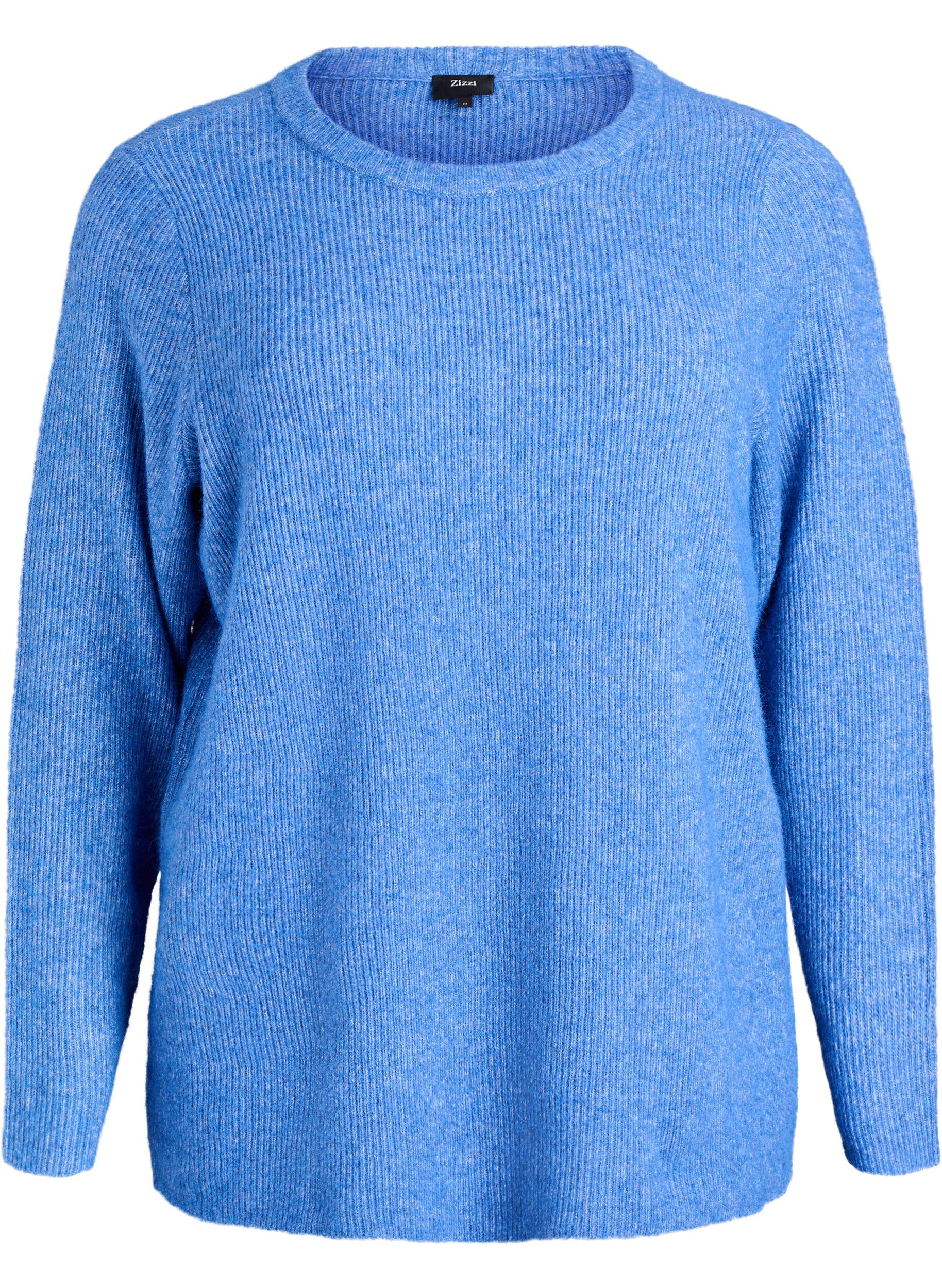 Meleret Strikbluse Med Rund Hals