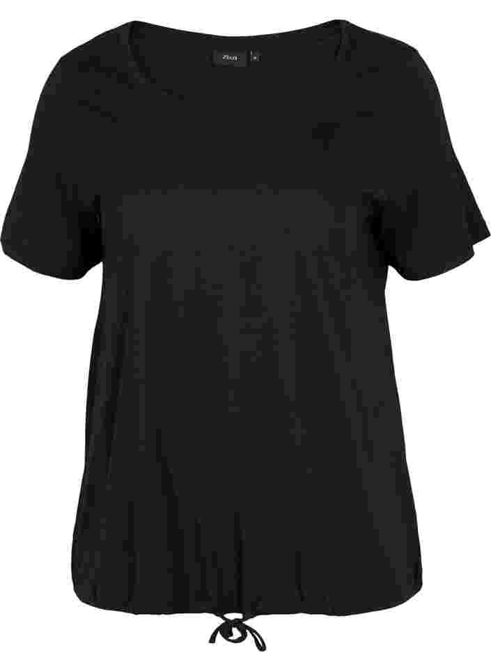 Kortærmet t-shirt med justerbar bund, Black