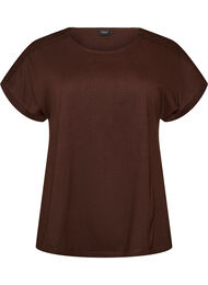 T-shirt i bomuld med crochetdetalje, Brun