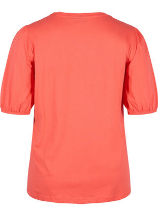 Bomulds t-shirt med 2/4 ærmer, Hot Coral, Packshot image number 1