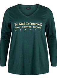 Bomulds natbluse med teksttryk, Scarab