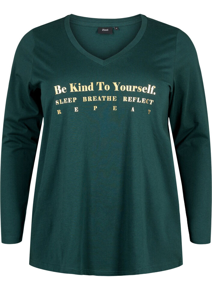 Bomulds natbluse med teksttryk, Scarab, Packshot image number 0