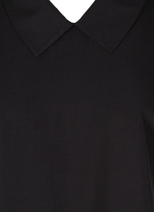 Viskose bluse med v-udskæring og krave, Black, Packshot image number 2