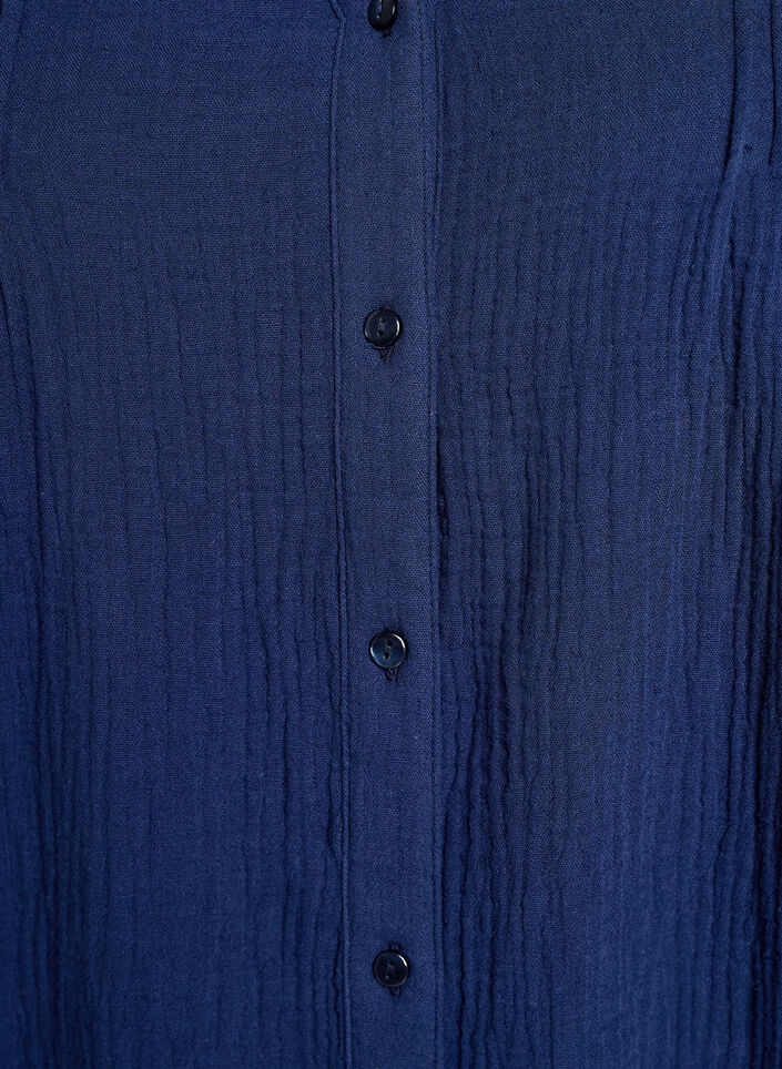 Bluse i bomuldsmusselin med broderede detaljer, Bl&aring;, Packshot image number 2