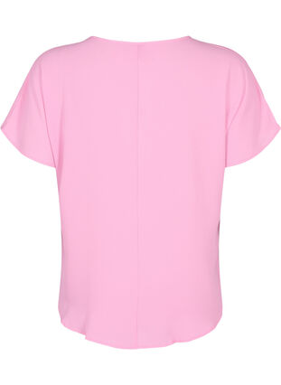 Bluse med korte ærmer og rund halsudskæring, Rosebloom, Packshot image number 1