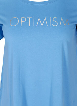 Kortærmet bomulds t-shirt med tryk, Ultramarine OPTIMISM, Packshot image number 2