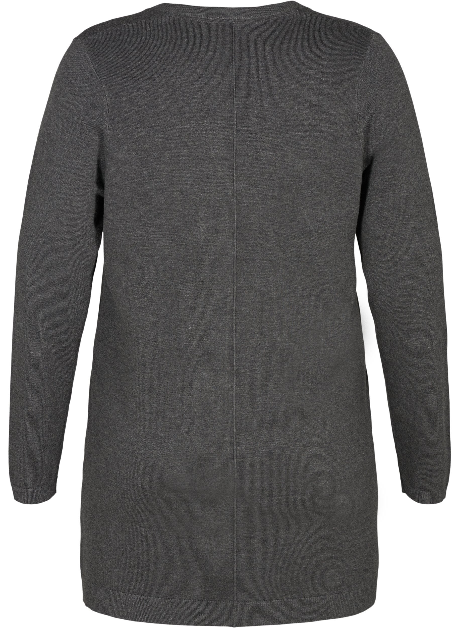 ZizziLang strikcardigan i viskosemix, Gr&aring;, Packshot image number 1