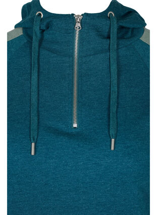 Sweatshirt med lynlås og hætte, Deep Teal, Packshot image number 2