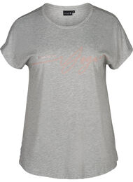 Trænings t-shirt tryk på brystet, Light Grey Melange