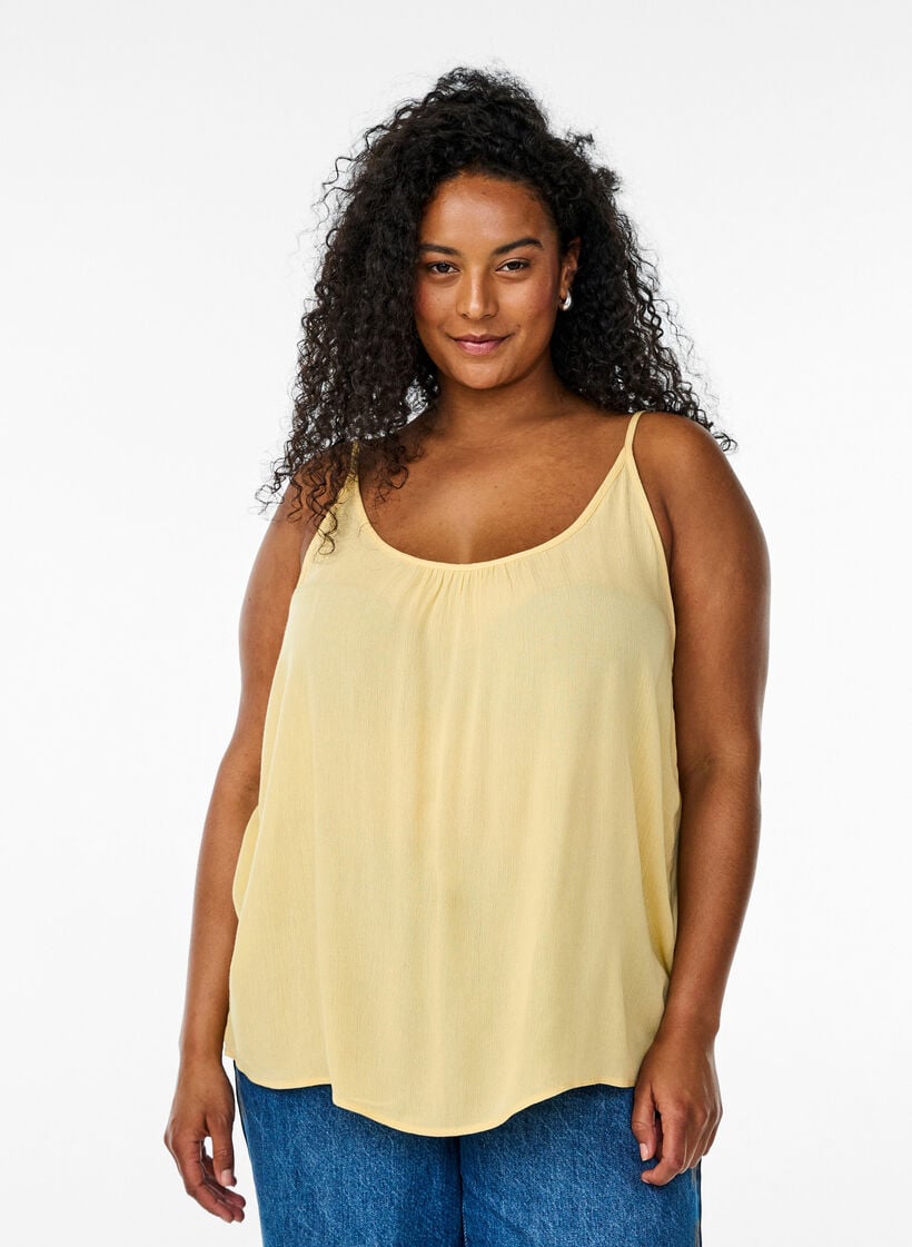 Strop top i viskose, Gul, Model image number 0