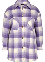 Ternet skjortejakke med knapper og lommer, Purple Check