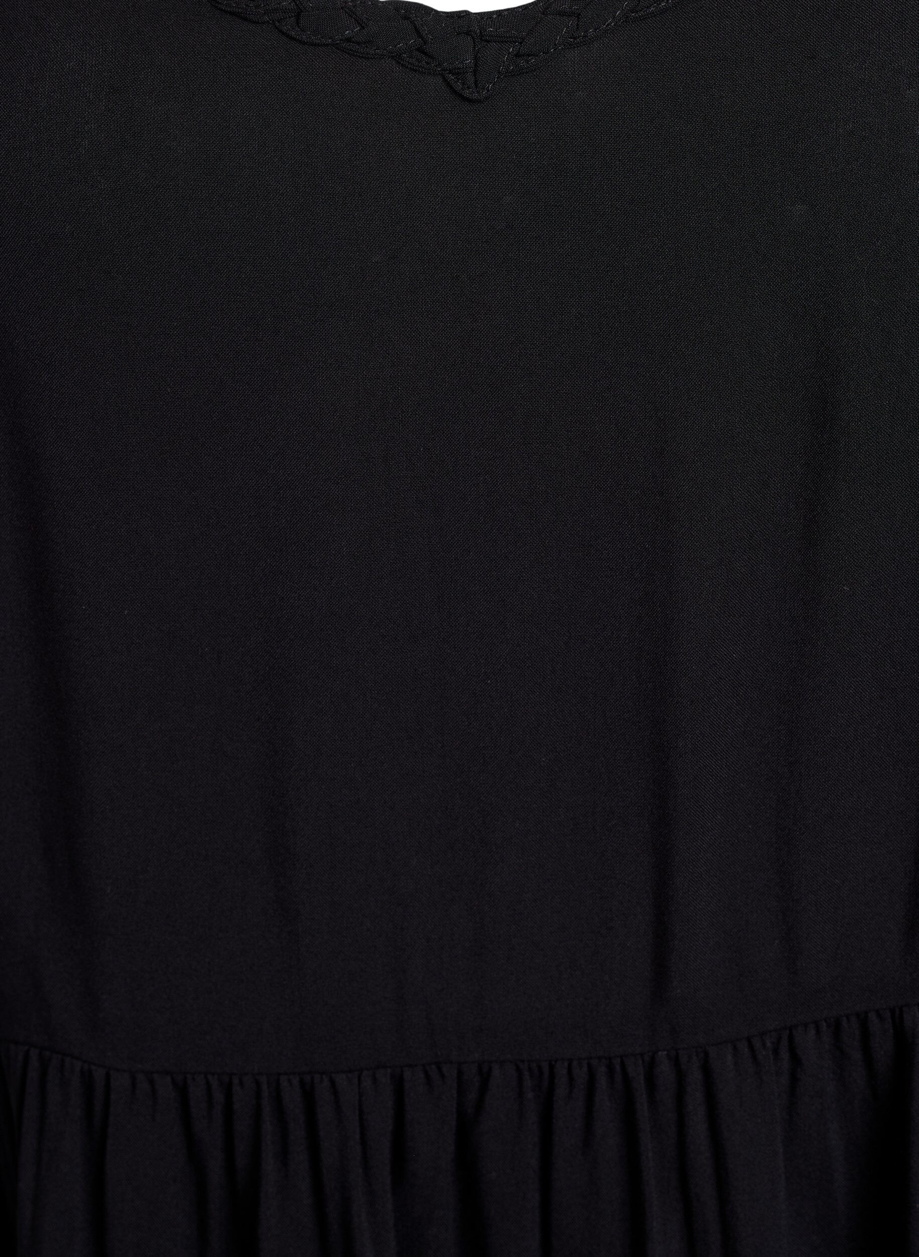 Zizzi Midi stropkjole med smock bagp&aring;, Sort, Packshot image number 2