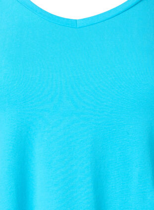 Ensfarvet basis t-shirt i bomuld, Blue Atoll, Packshot image number 2
