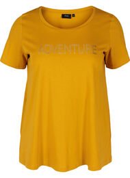 Økologisk bomulds t-shirt med a-form og tryk, Harvest Gold