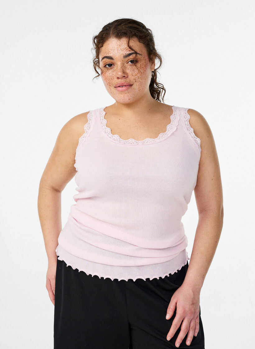 Top med blondekant, Lyser&oslash;d, Model image number 0
