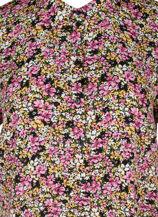 Kortærmet viskose tunika med knapper, Primula Flower Mix, Packshot image number 2