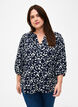 3/4 &aelig;rmet bluse i bomuld med print, Navy Blazer Leaf, Model image number 0
