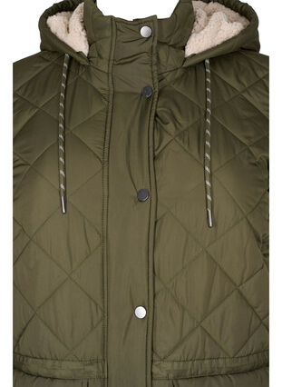 Quiltet jakke med hætte og justerbar talje, Forest Night, Packshot image number 2