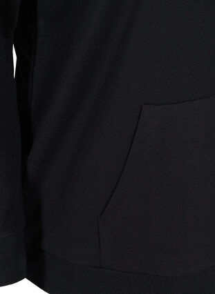 Sweatshirt med hætte og lomme, Black, Packshot image number 3