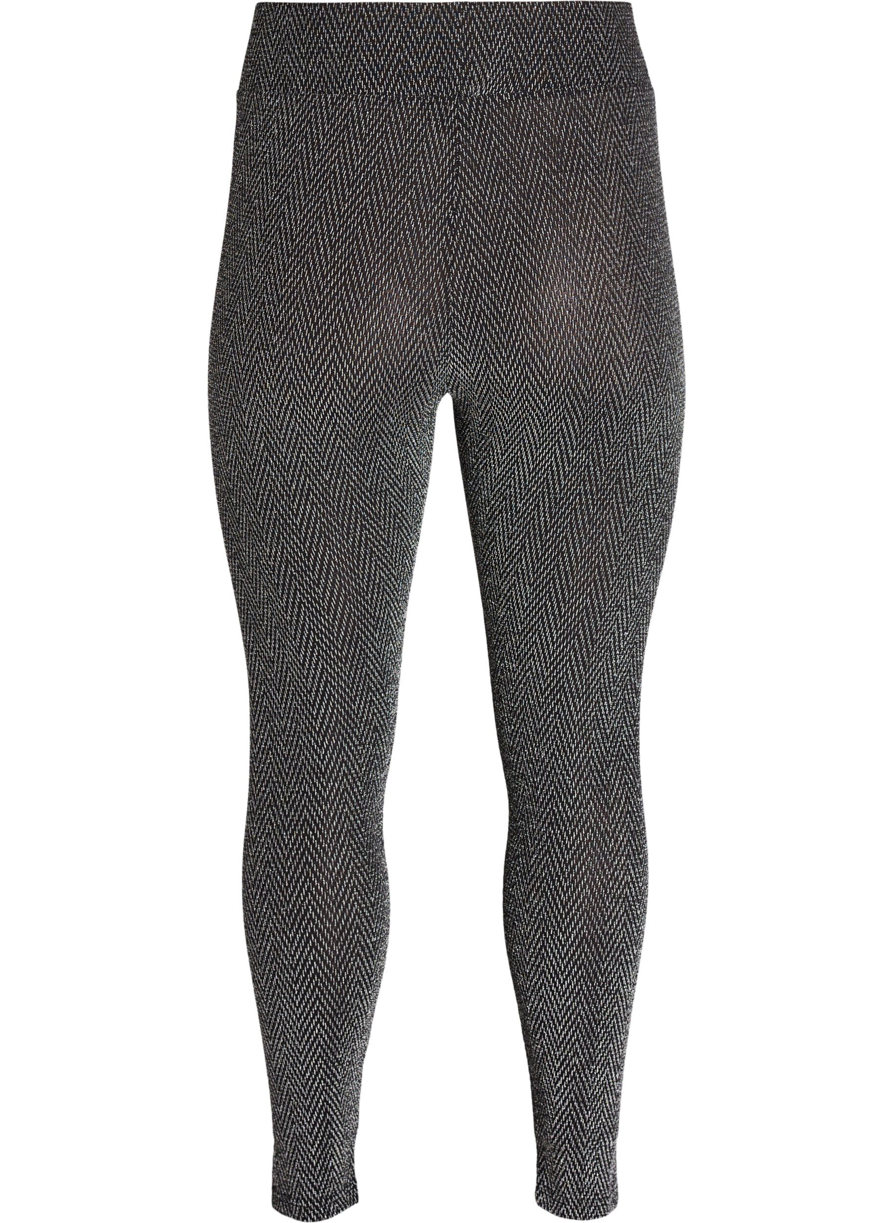 Zizzi Leggings med glitterm&oslash;nster, Sort, Packshot image number 1