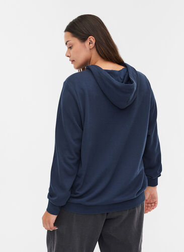 Sweatshirt med hætte og lomme, Black Iris, Model image number 1
