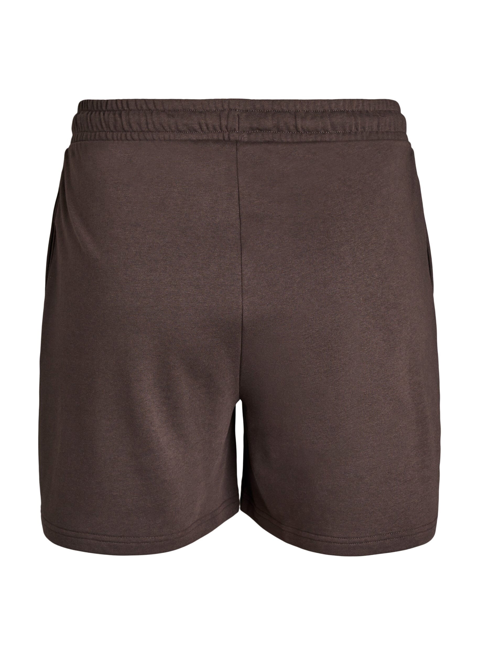 Zizzi H&oslash;jtaljede sweatshorts med lommer, Brun, Packshot image number 1