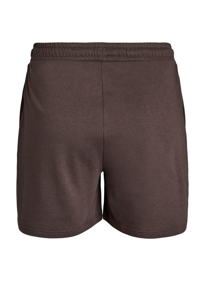 H&oslash;jtaljede sweatshorts med lommer, Brun, Packshot image number 1