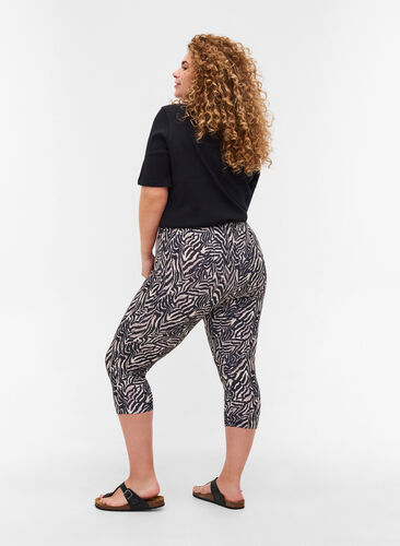 3/4 leggings med print, Black Zebra AOP, Model image number 1