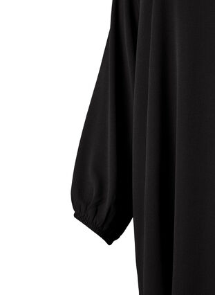 Langærmet kjole med v-udskæring, Black, Packshot image number 2