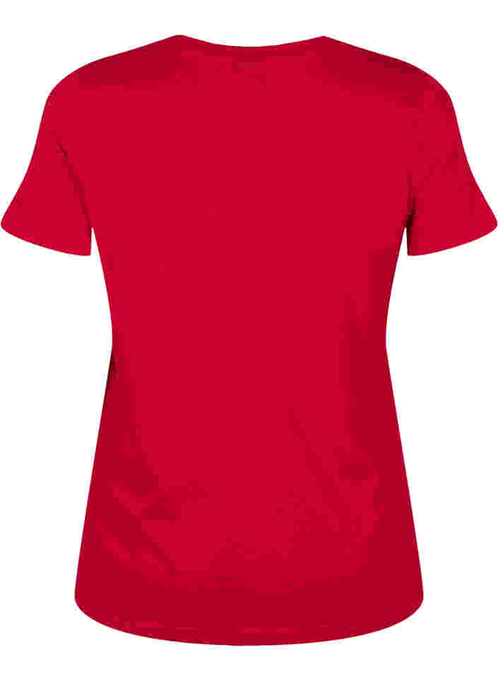 Jule t-shirt i bomuld, Tango Red Reindeer, Packshot image number 1