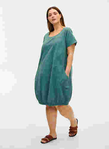 Kortærmet kjole i bomuld, Sea Pine, Model image number 2