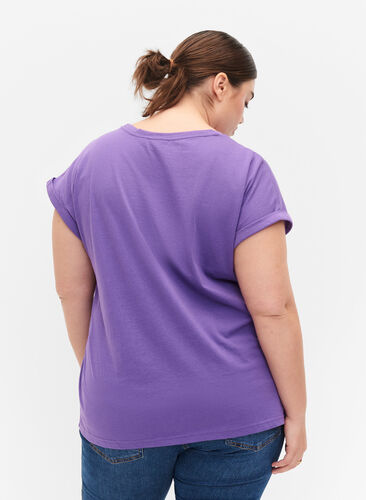 Kortærmet t-shirt i bomuldsblanding, Deep Lavender, Model image number 1