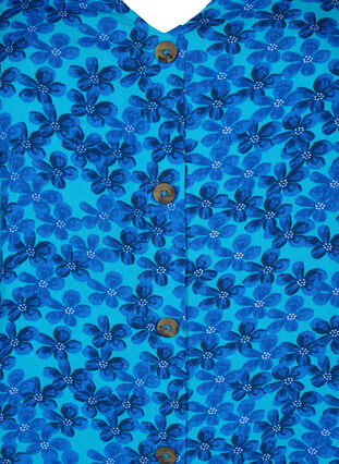 Viskosebluse med knapper, Blue Small Flower, Packshot image number 2