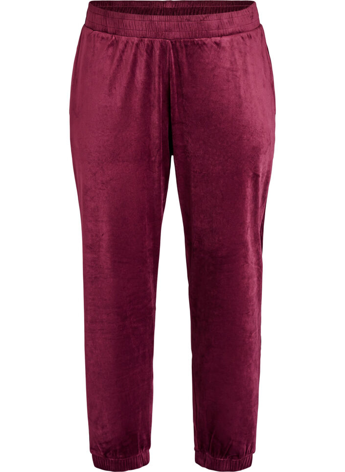 L&oslash;se bukser i velour, R&oslash;d, Packshot image number 0