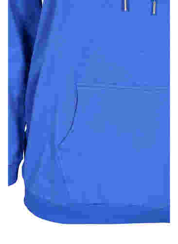 Sweatshirt med teksttryk og hætte, Dazzling Blue, Packshot image number 3