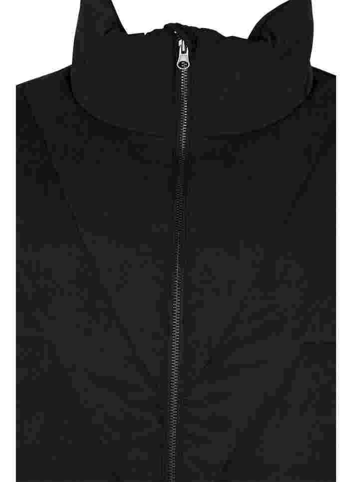 Kort vinterjakke med lynlås og høj halskrave, Black, Packshot image number 2