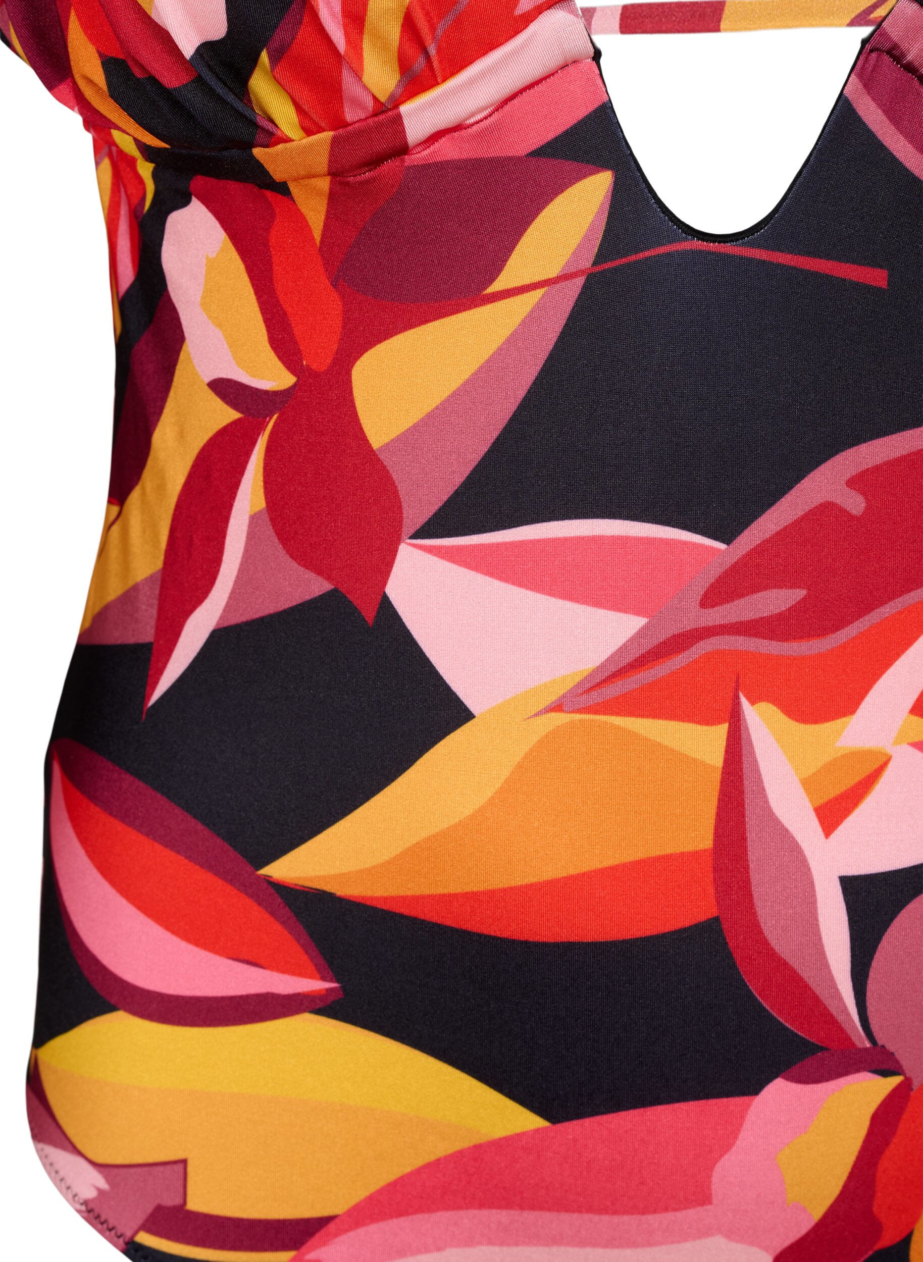 Zizzi Badedragt med v-udsk&aelig;ring og bindeb&aring;ndsdetaljer, R&oslash;d, Packshot image number 2