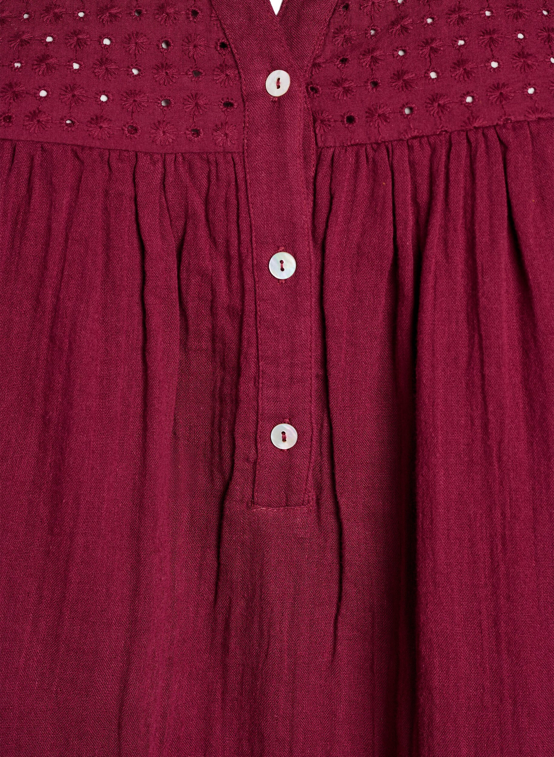 ZizziBluse i bomuldsmusselin med broderi anglaise, M&oslash;rk Bordeaux, Packshot image number 2