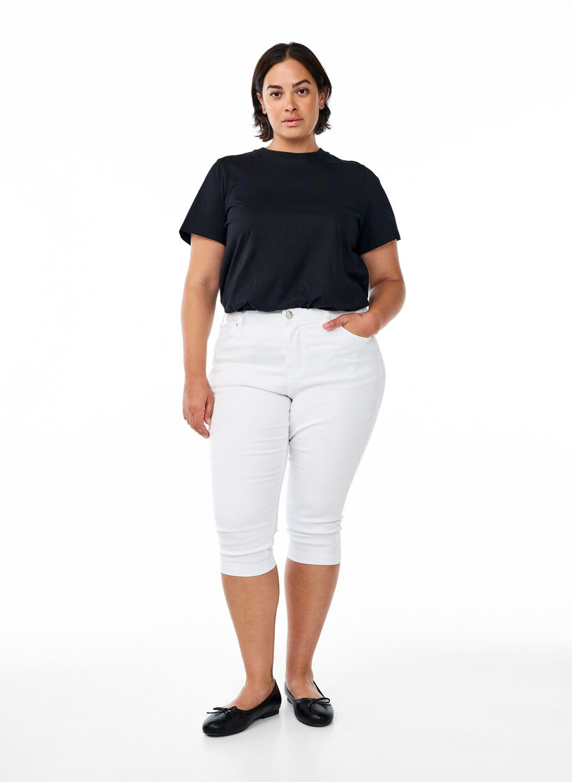 H&oslash;jtaljede Amy capri jeans med super slim fit, Hvid, Model image number 0