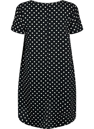Kjole med print og korte ærmer, Black w. Dots, Packshot image number 1
