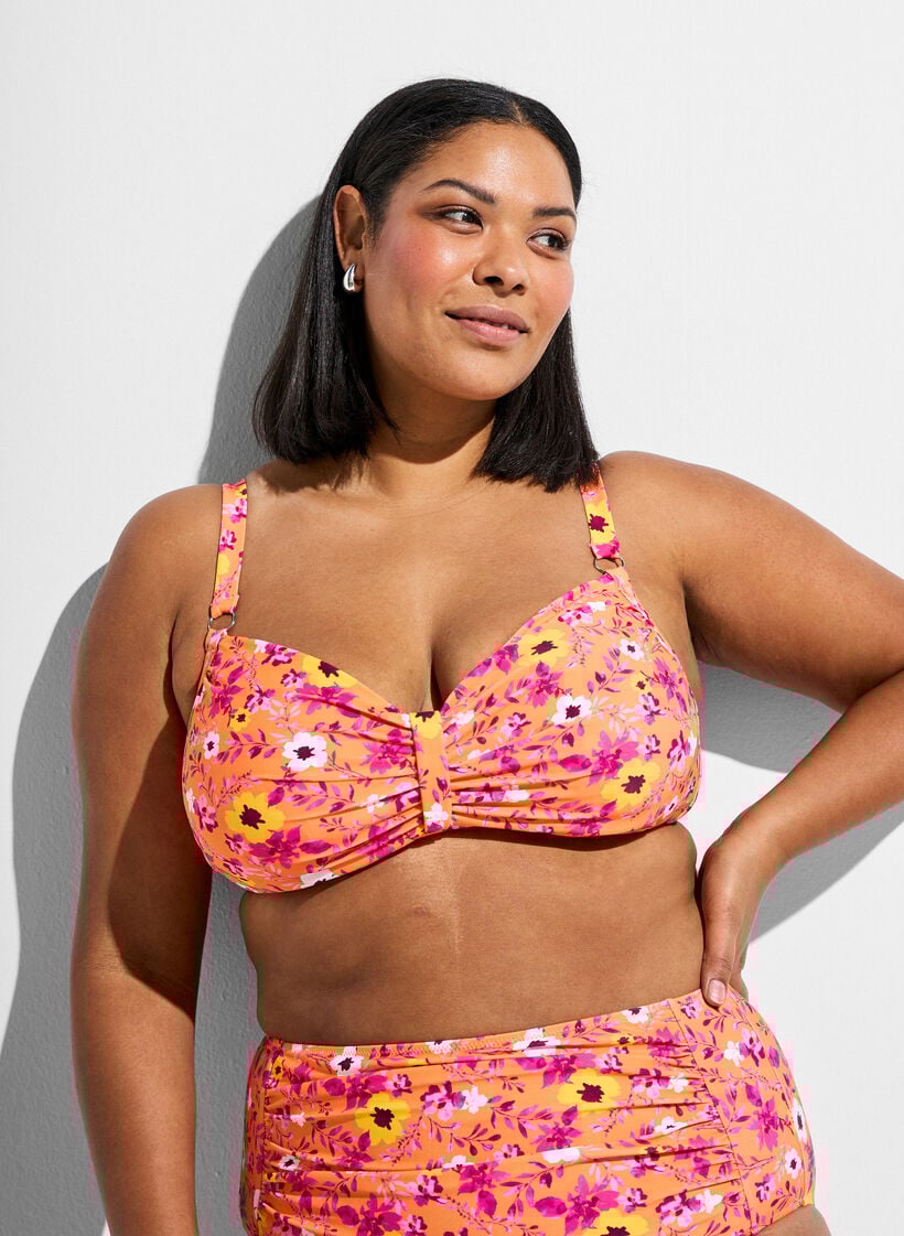 Bikini bh med b&oslash;jle og m&oslash;nster, Orange, Model image number 0