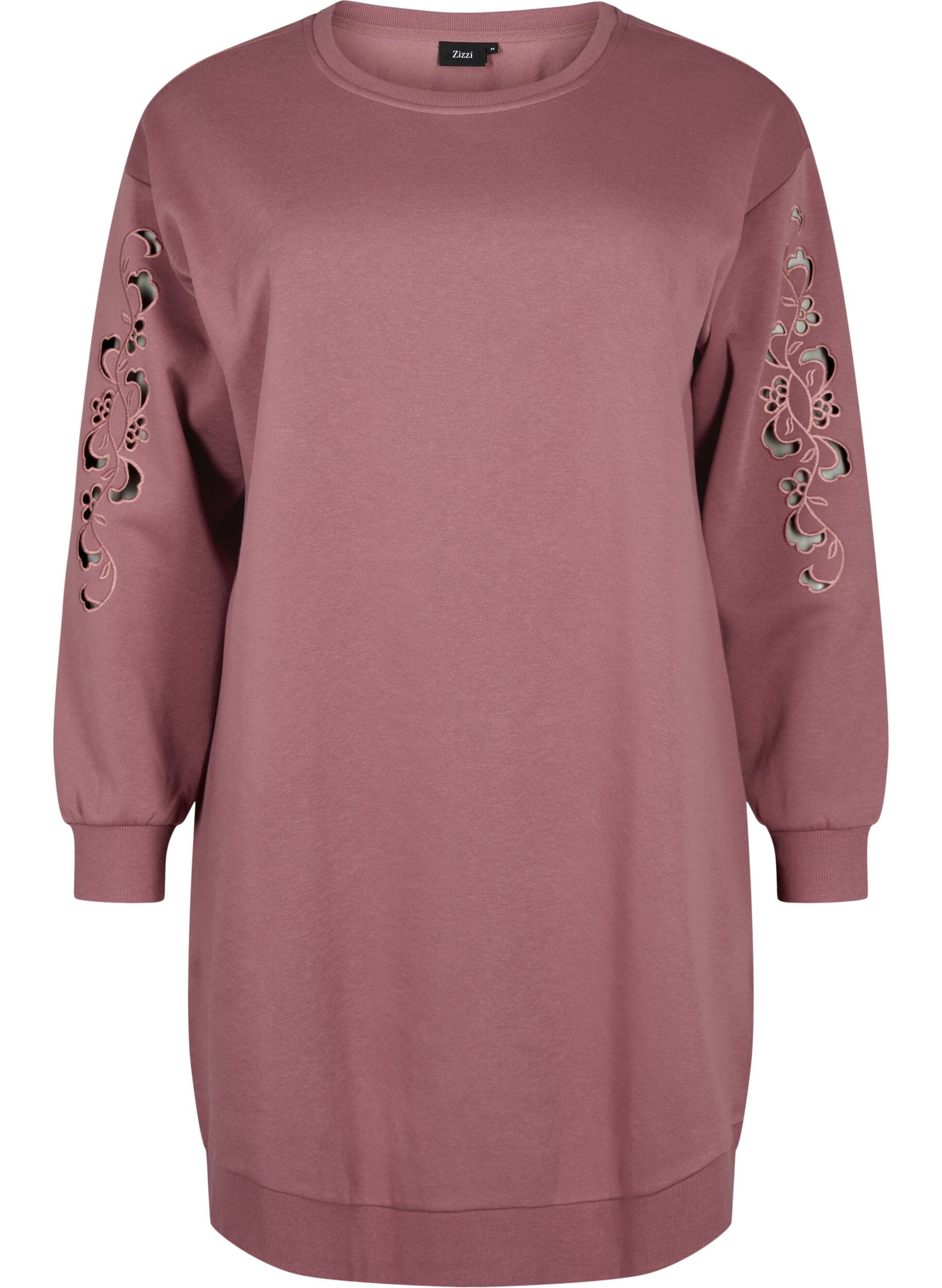 Zizzi Sweatkjole med broderede detaljer, Rose Brown, Packshot image number 0