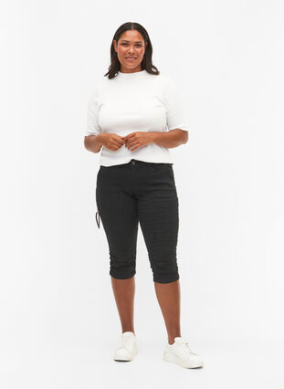 Slim fit capri jeans med lommer, Black, Model image number 0