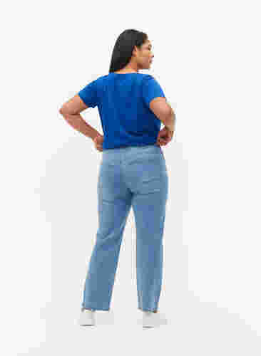 Højtaljede Gemma jeans med regular fit, Light blue, Model image number 1