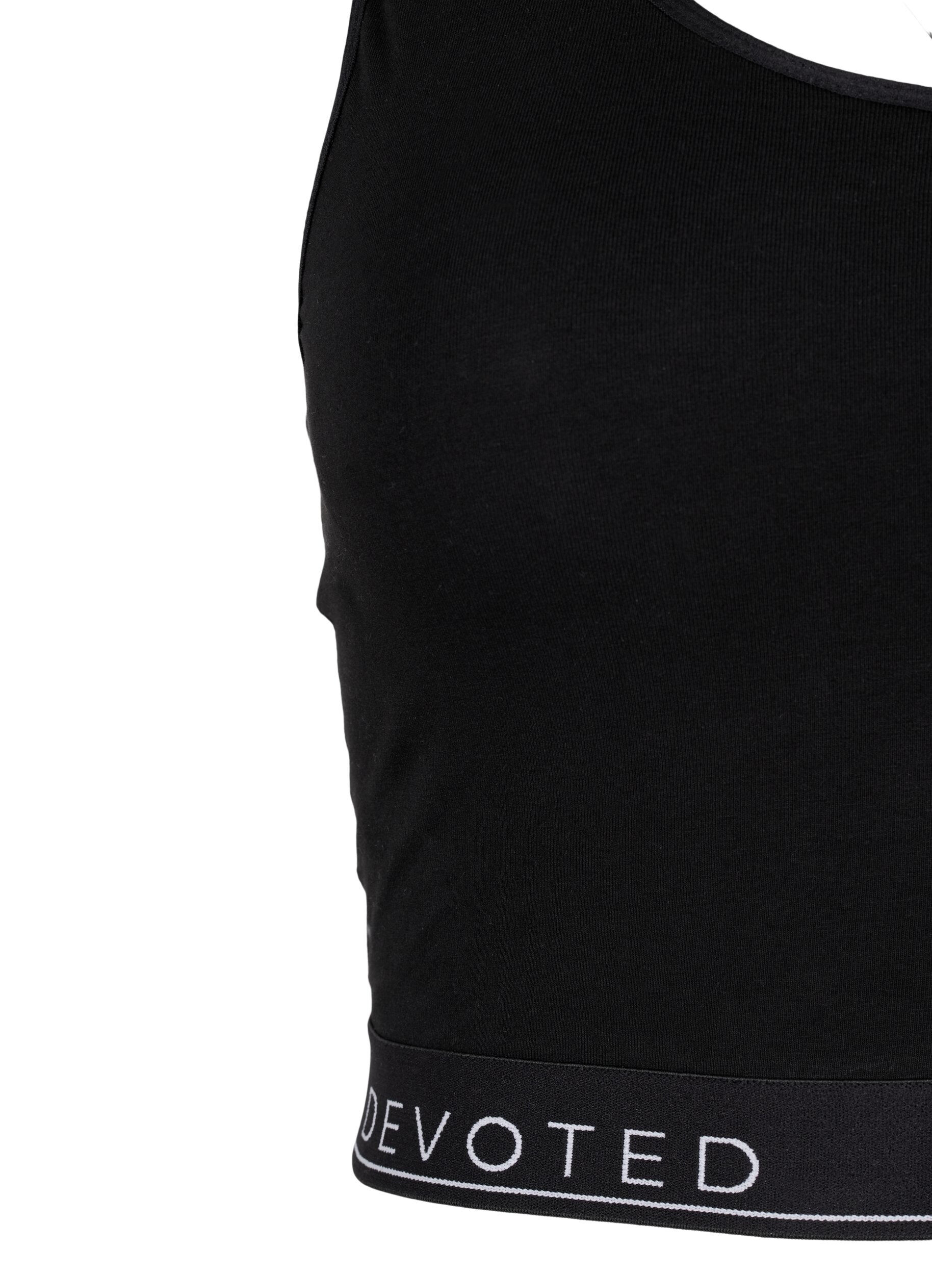 Zizzi Bomulds bh top med rund halsudsk&aelig;ring, Black/Upper Font, Packshot image number 2