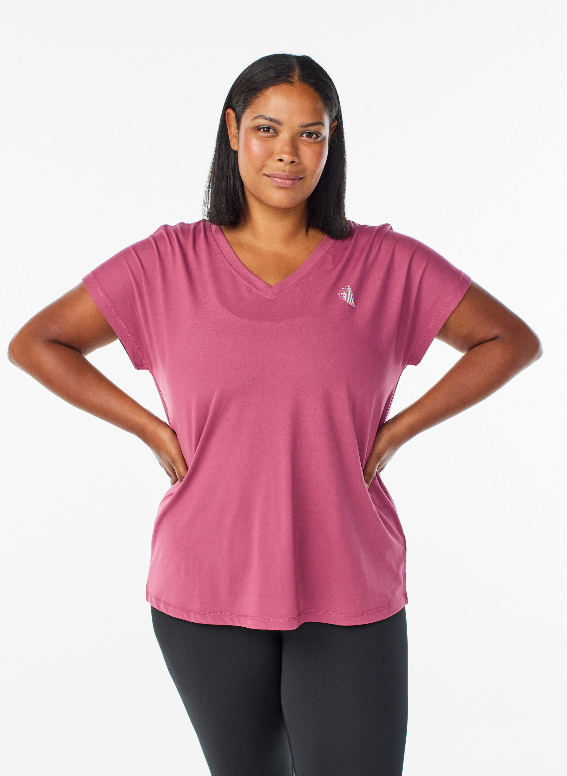 L&oslash;s tr&aelig;nings t-shirt med v-hals, R&oslash;d, Model