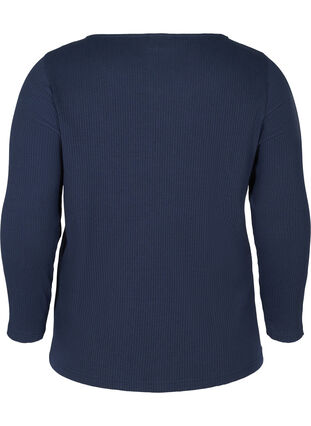 Bluse med 7/8 ærmer og knapper, Navy Blazer, Packshot image number 1